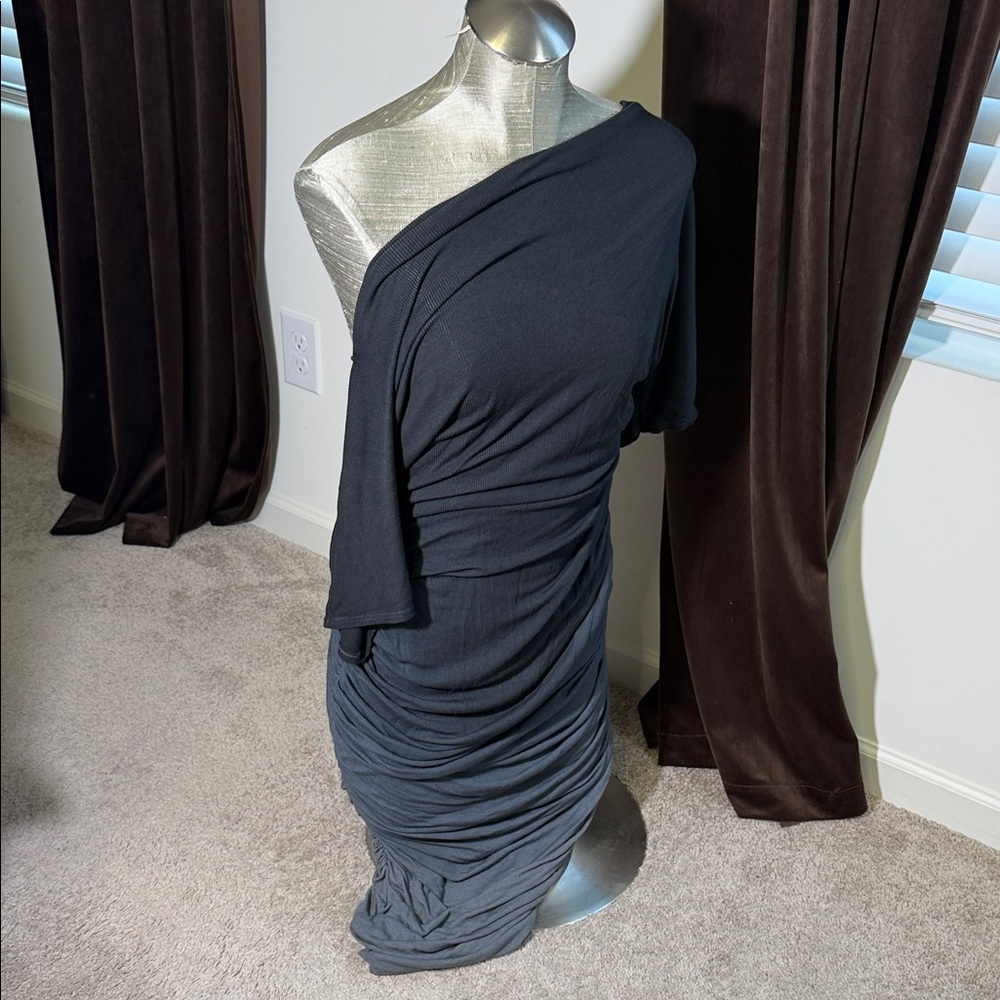 Fashion Nova Charcoal Off-Shoulder Maxi Dress